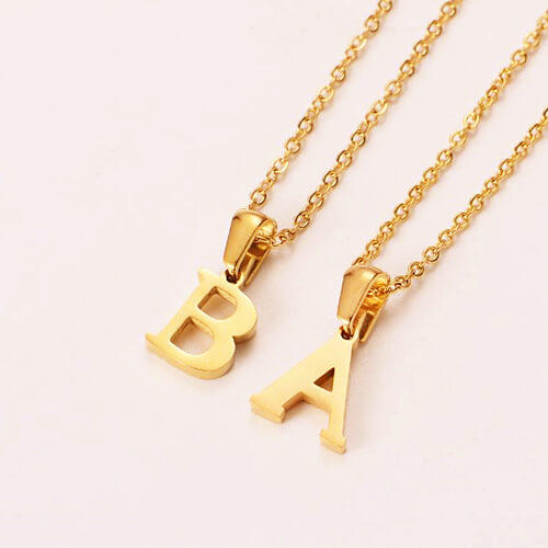 personalized capital letter jewelry vendors block letter initial necklace distributor wholesale